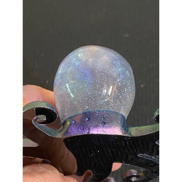 Handcrafted Resin Octopus Paperweight Figurine - Iridescent Tentacles With Blue - Picture 5 of 6